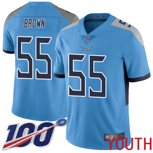 Tennessee Titans Limited Light Blue Youth Jayon Brown Alternate Jersey NFL Football #55 100th Season Vapor Untouchable